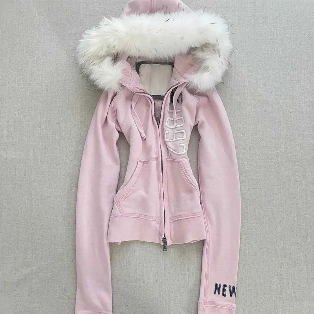 Blush Luxe Fur Zip Hoodie