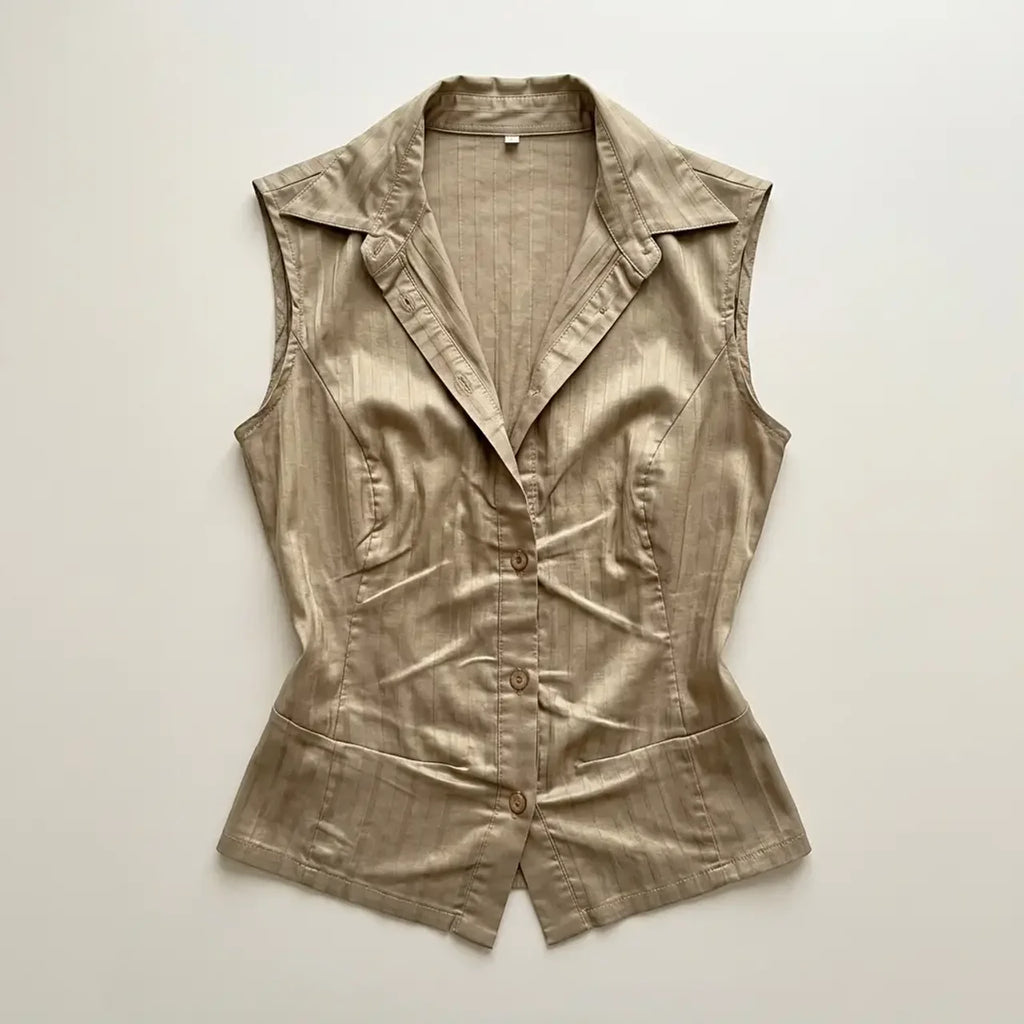 Sleeveless Blazer Vest Top