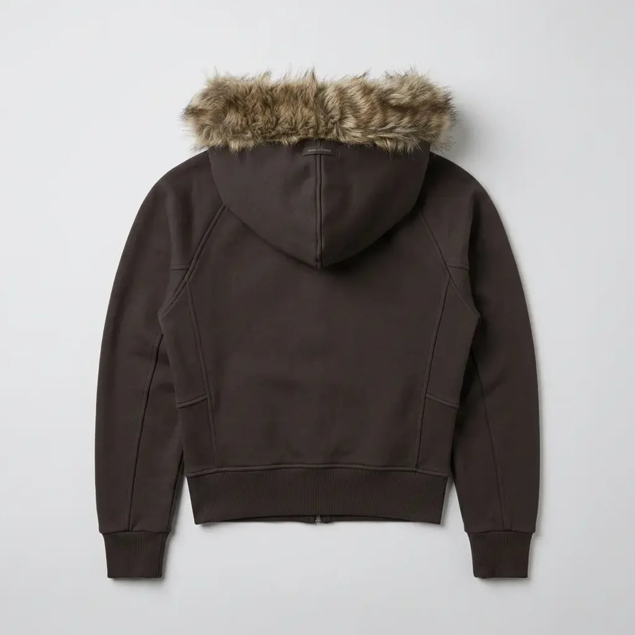 Midnight Frost Cropped Fur Hoodie