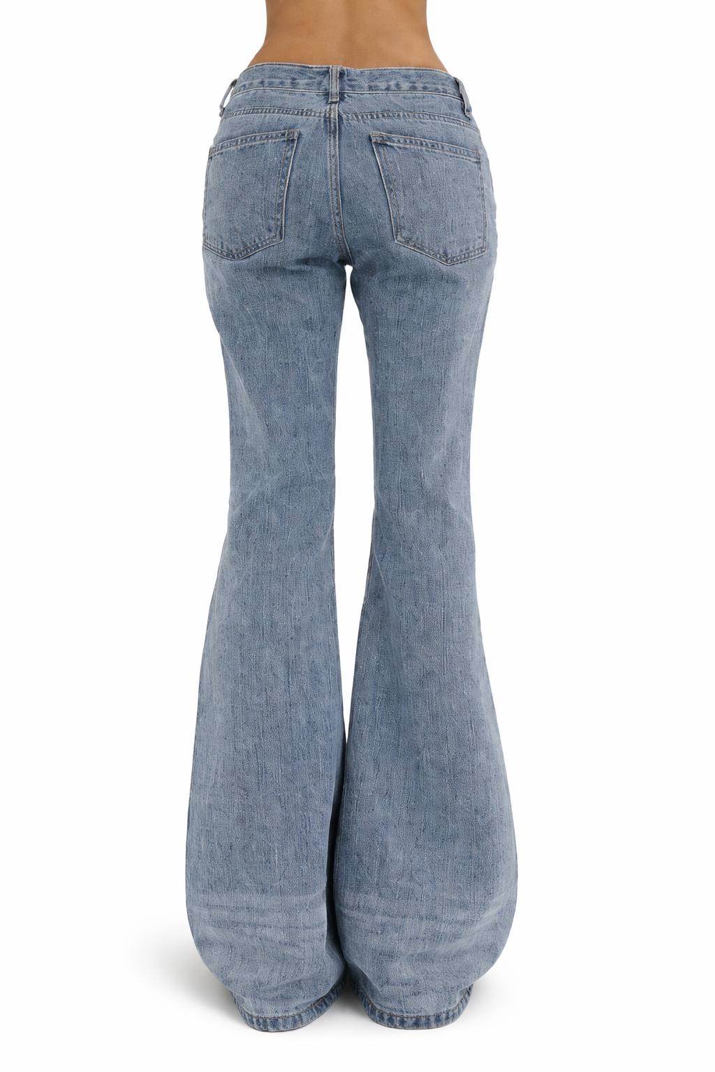 Low-Rise Washed Flare Jeans