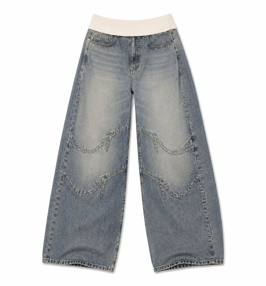 Foldover Drift Baggy Jeans