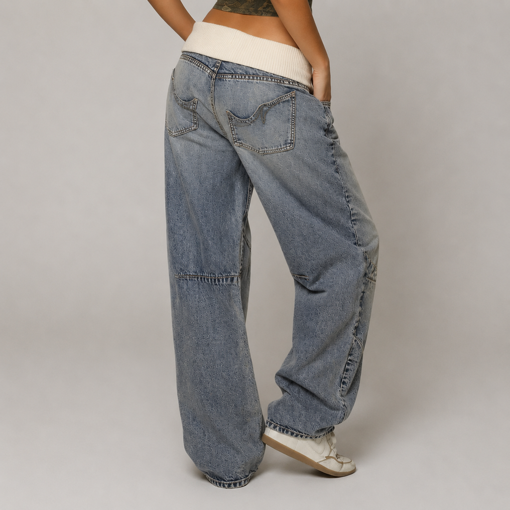 Foldover Drift Baggy Jeans
