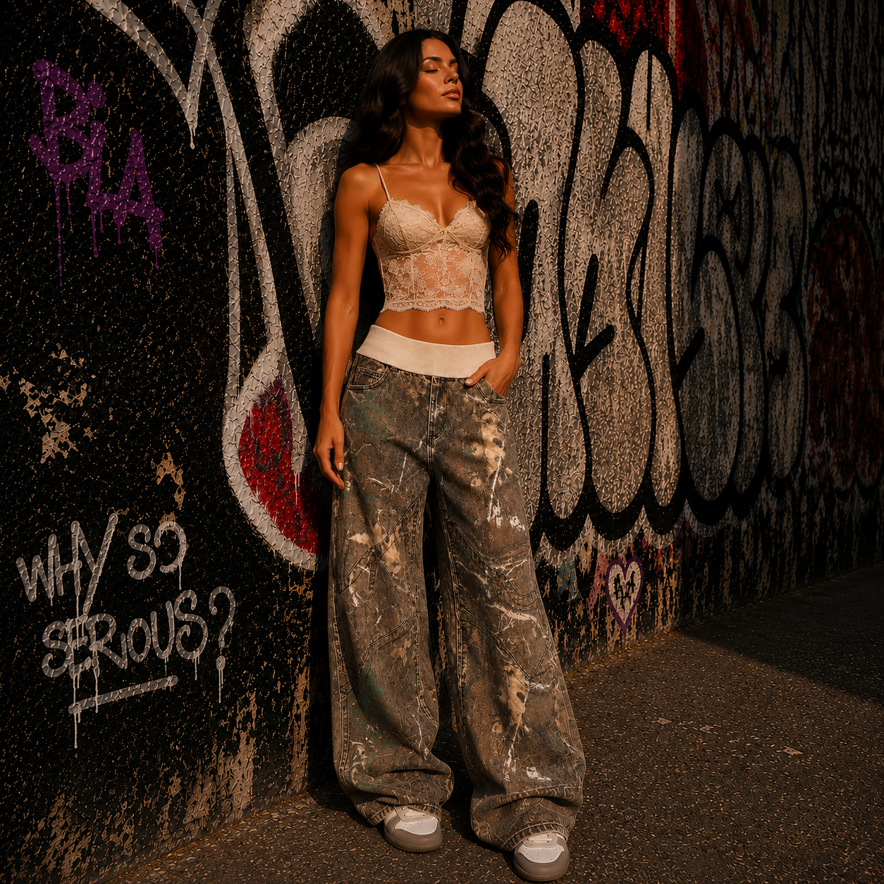 Foldover Drift Baggy Jeans