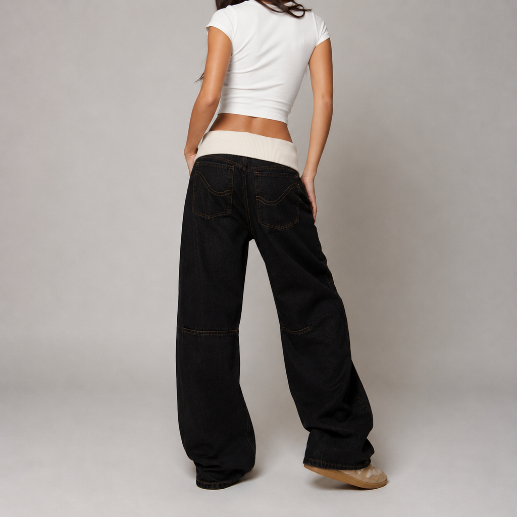 Foldover Drift Baggy Jeans