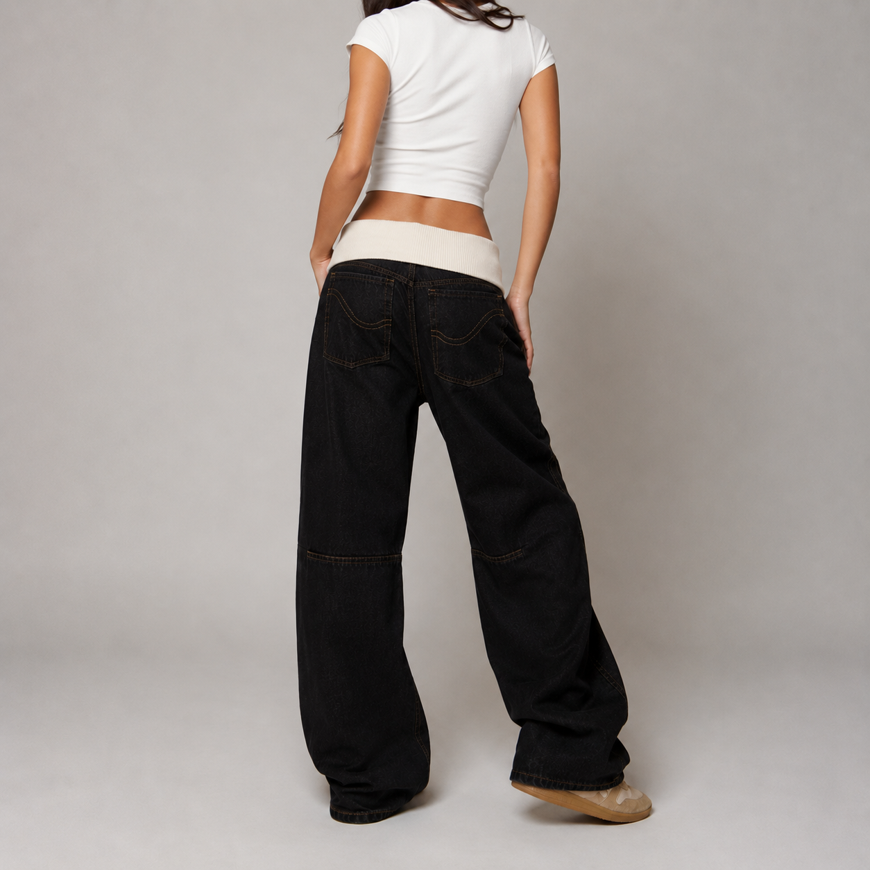 Foldover Drift Baggy Jeans