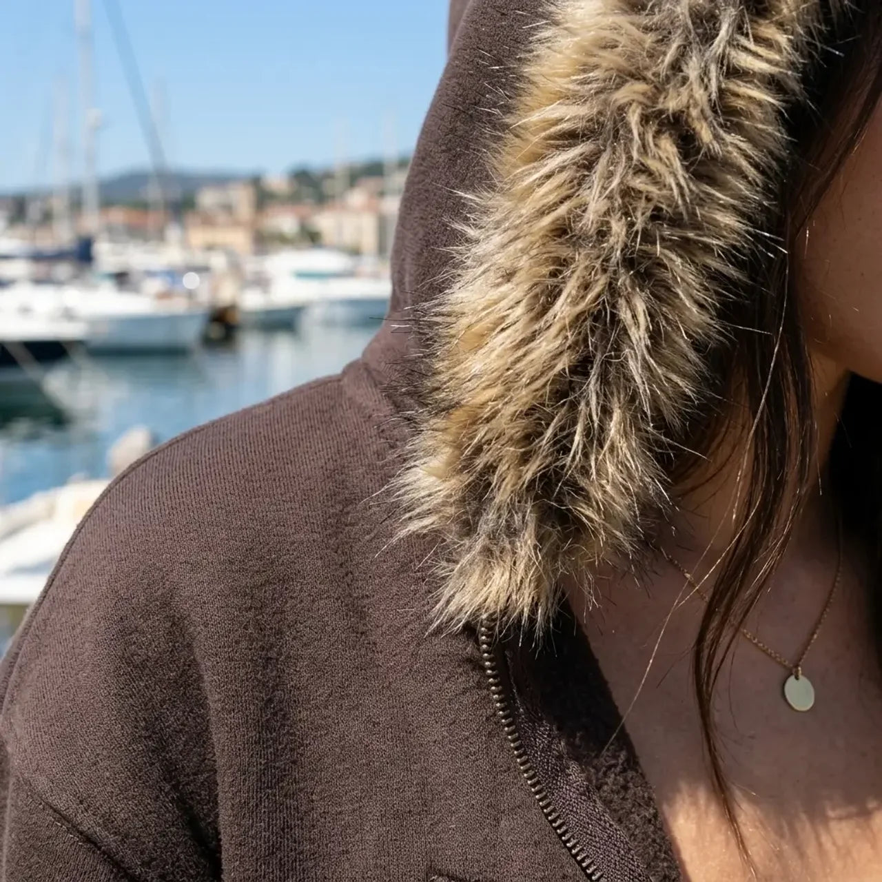 Midnight Frost Cropped Fur Hoodie