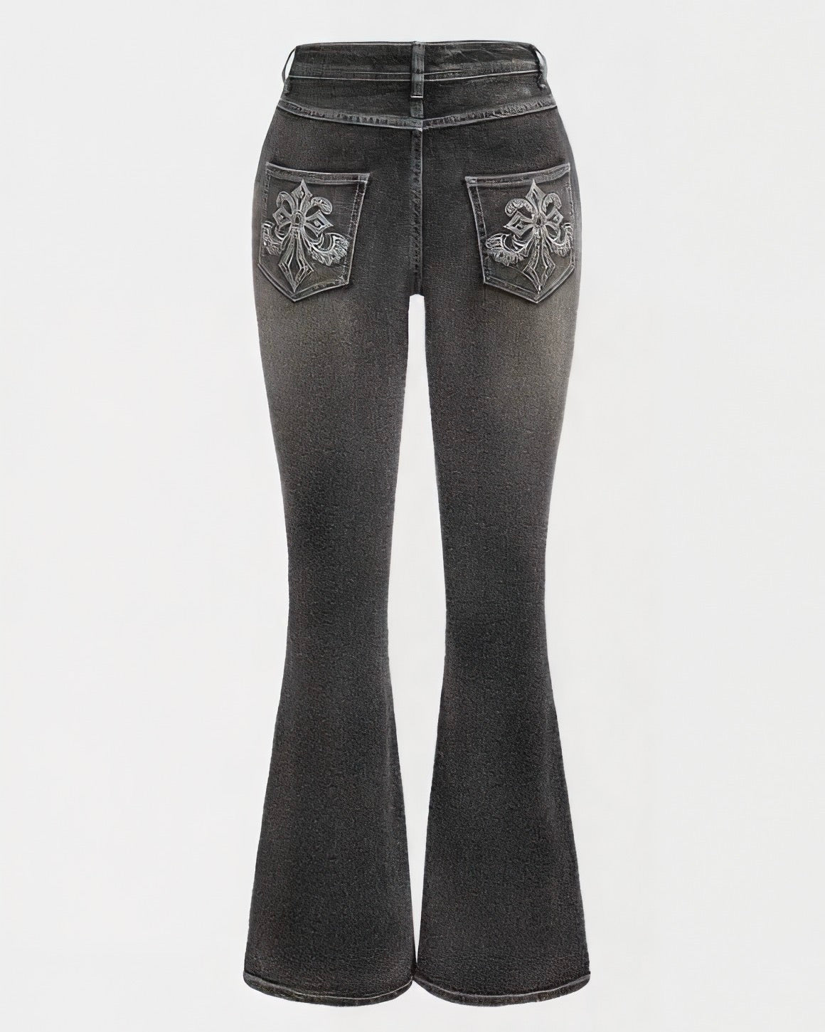 Floral Embroidery Flare Jeans