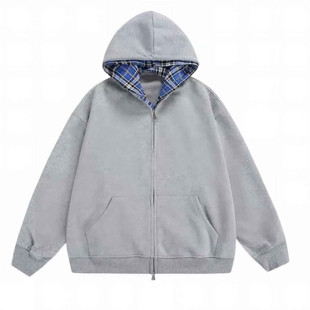 Steel Check Zip Hoodie