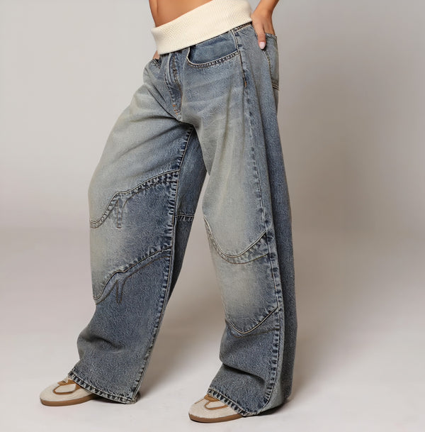 Foldover Drift Baggy Jeans