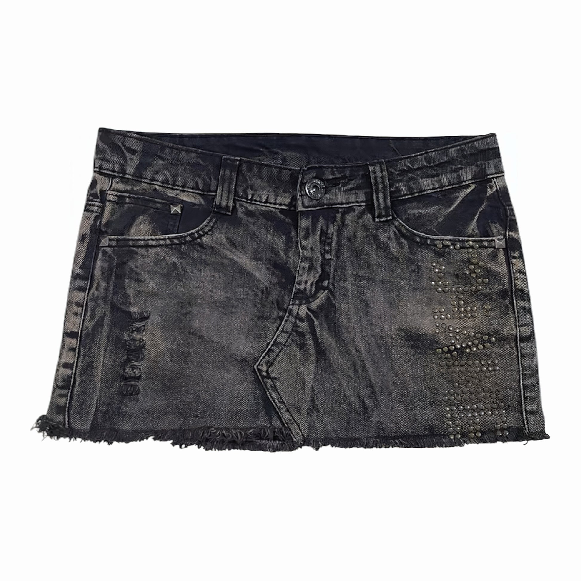 Obsidian Studded Raw Hem Skirt