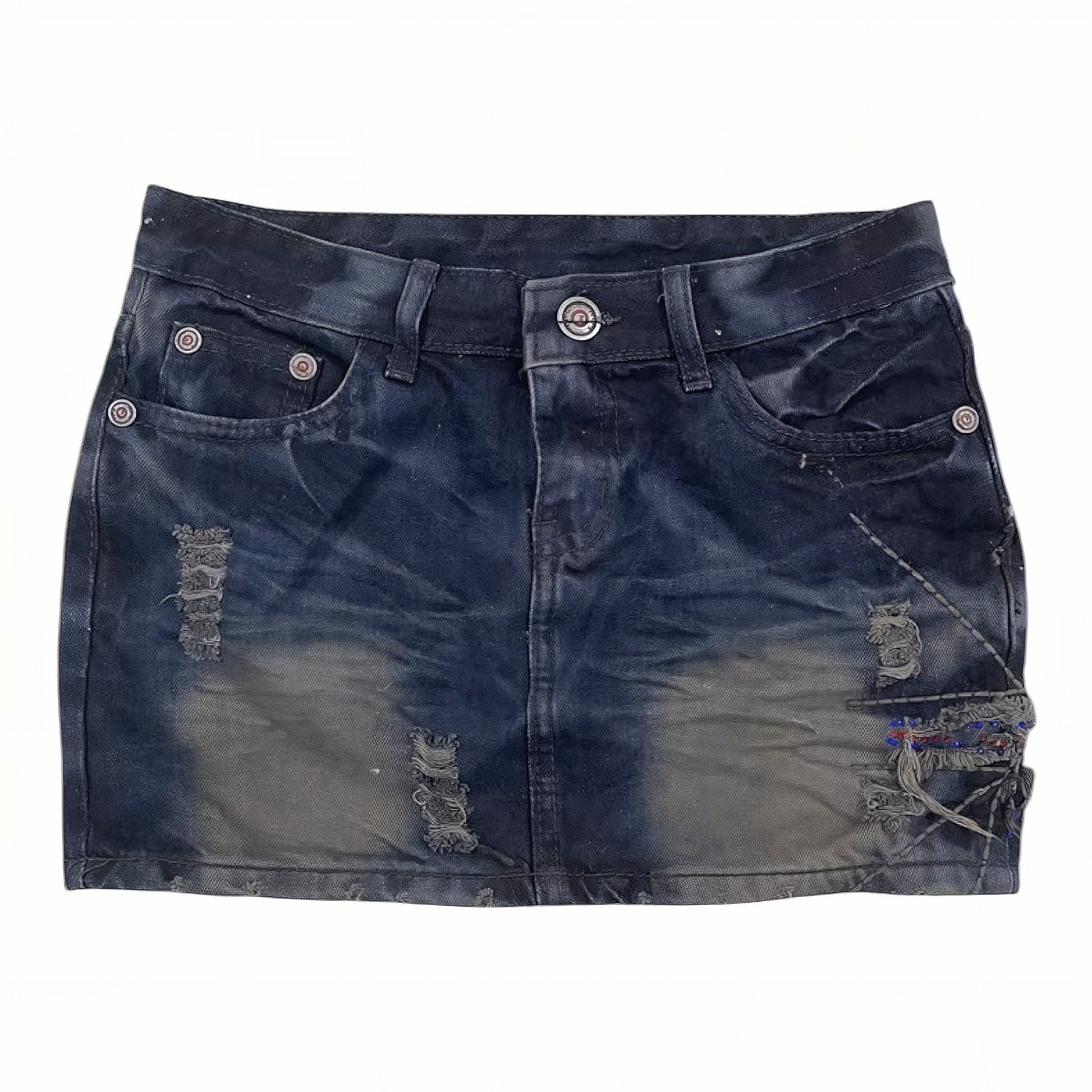 Nightfall Distressed Denim Skirt