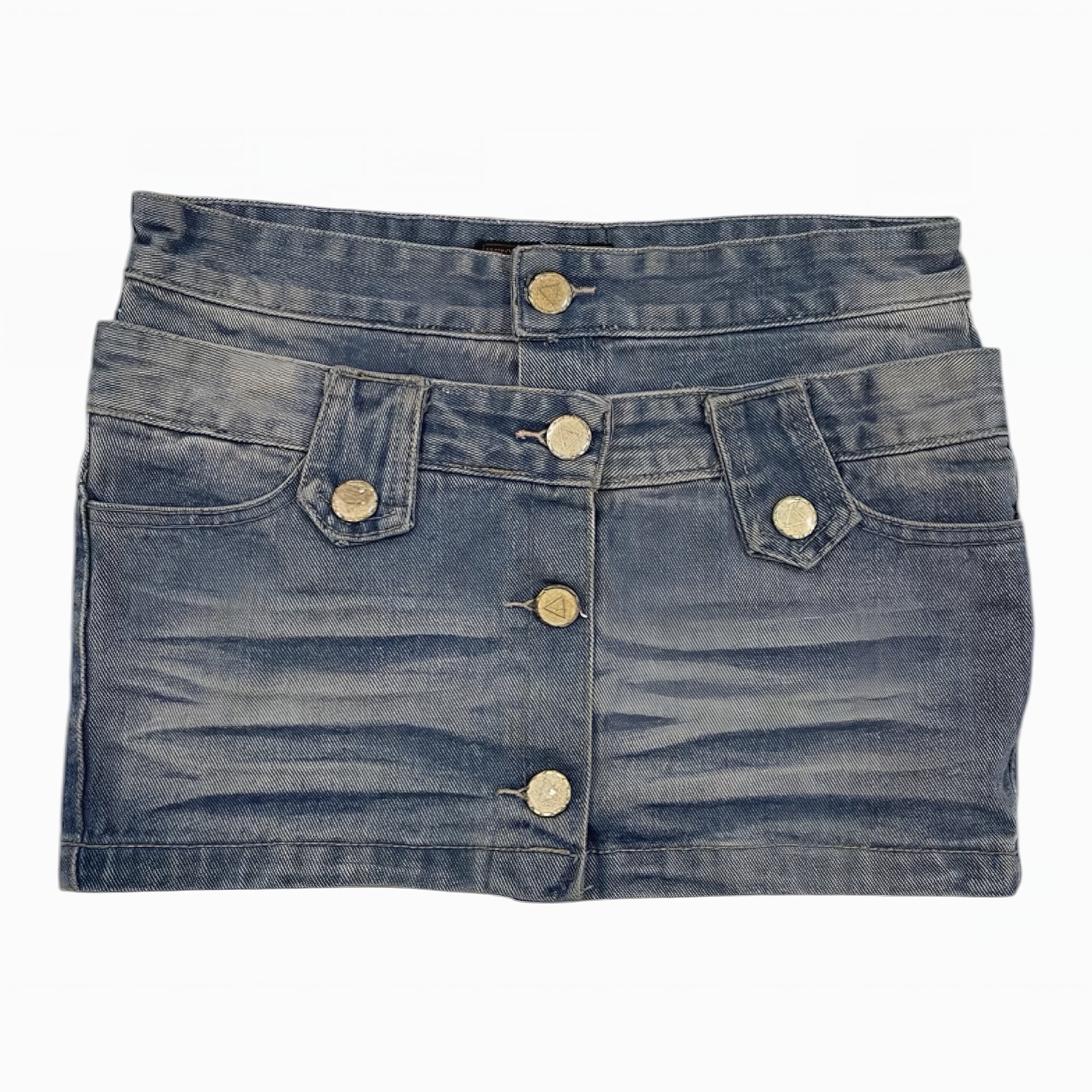 Double Waist Vintage Denim Skirt