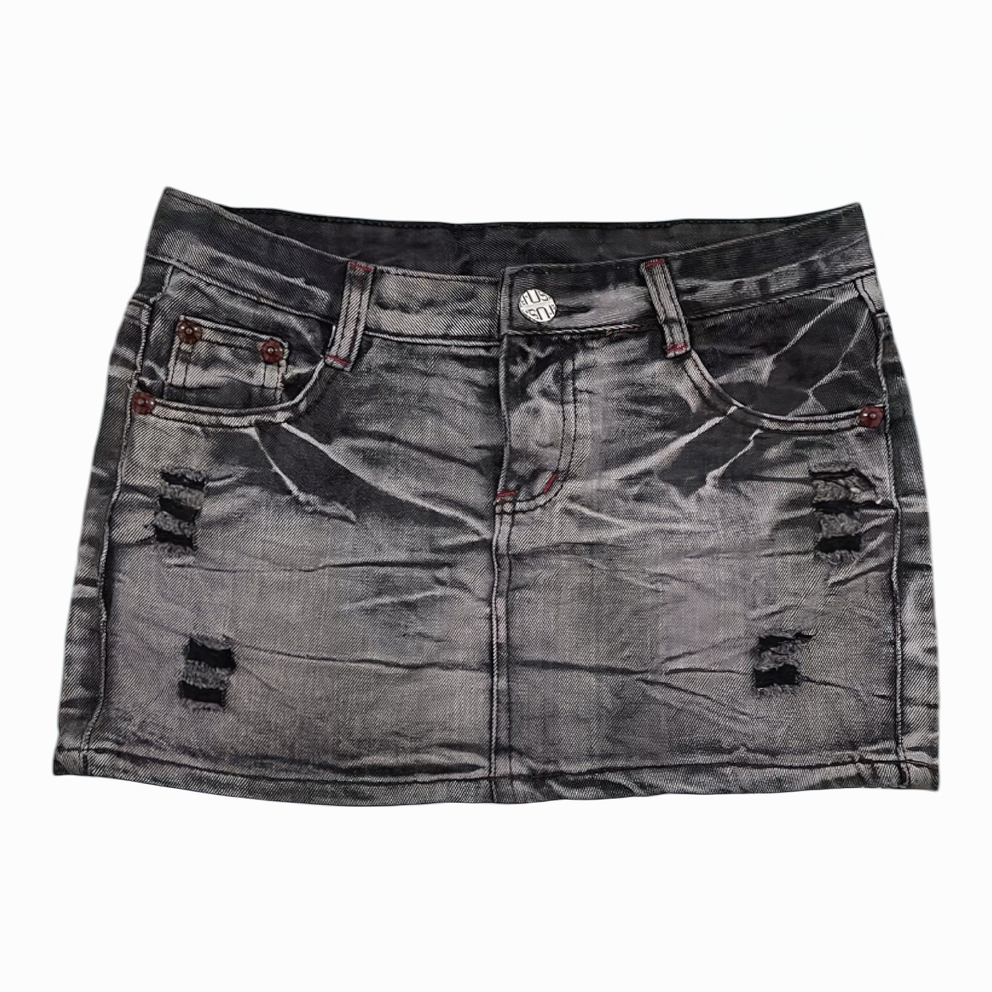 Shadow Rip Denim Mini Skirt