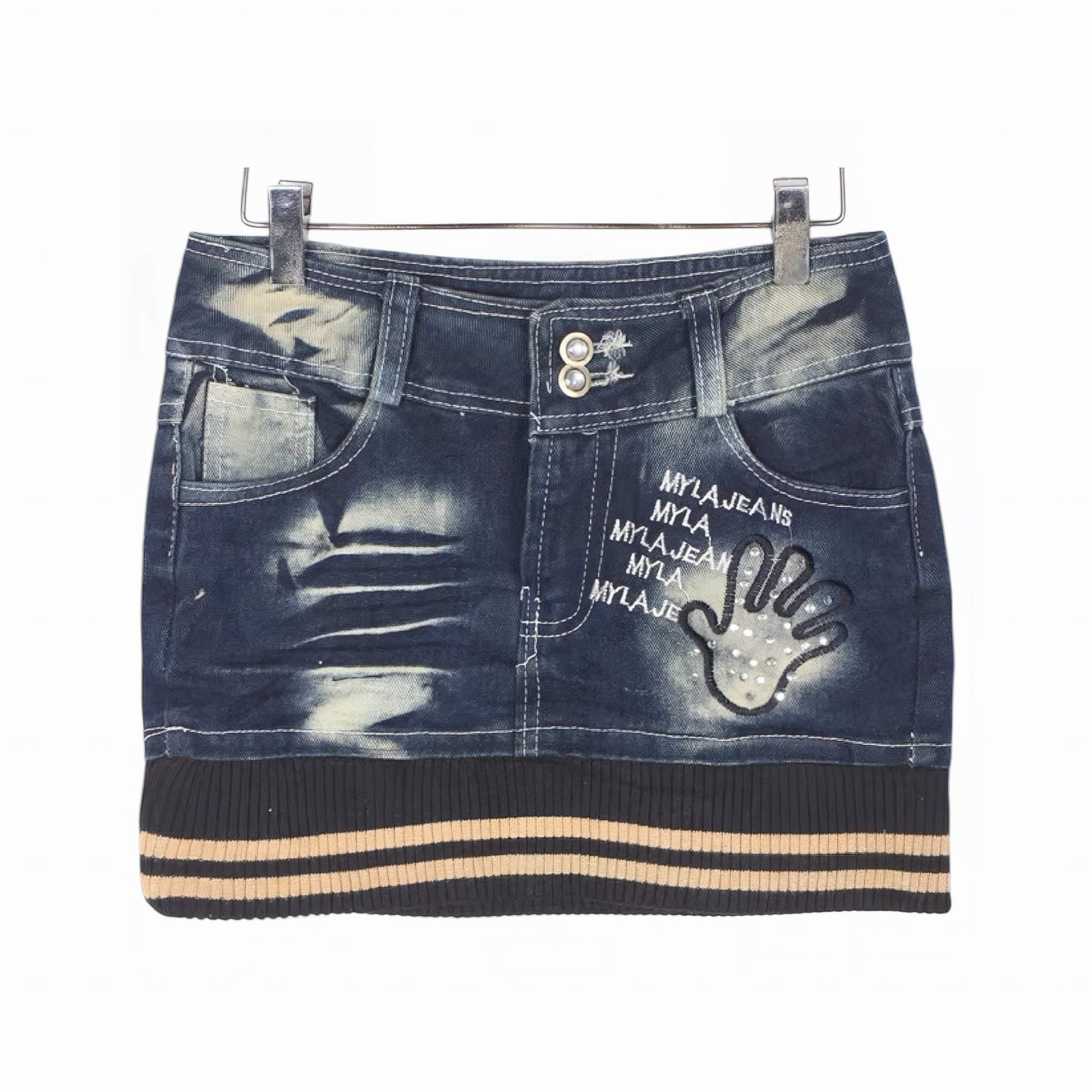 Myla Patch Varsity Denim Skirt