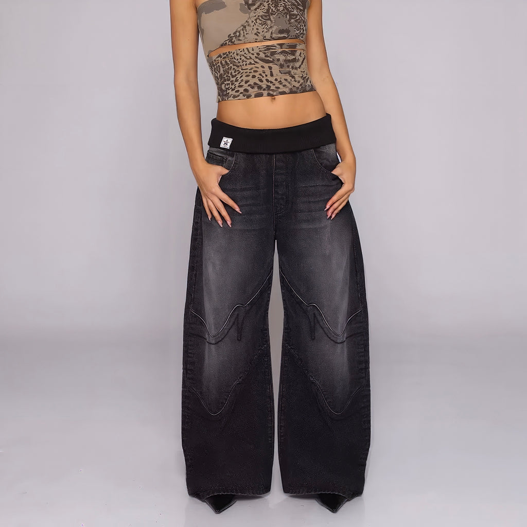 Foldover Drift Baggy Jeans