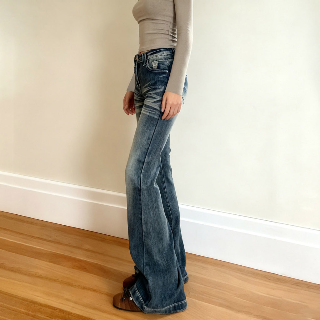 Vintage Wash Flare Jeans