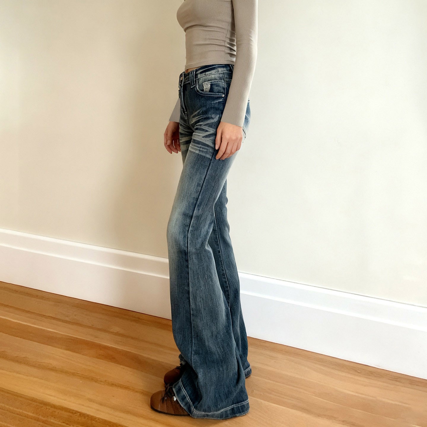 Vintage Wash Flare Jeans