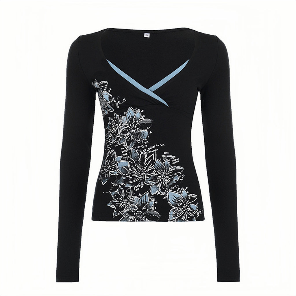 Midnight Bloom Wrap Top