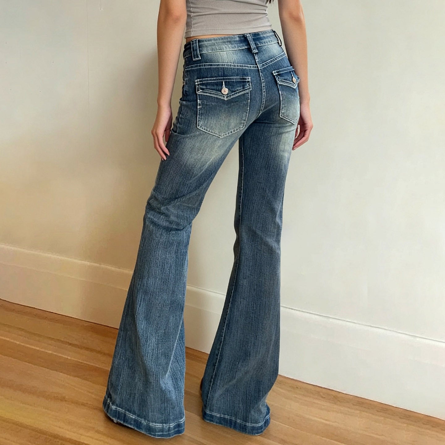 Vintage Wash Flare Jeans