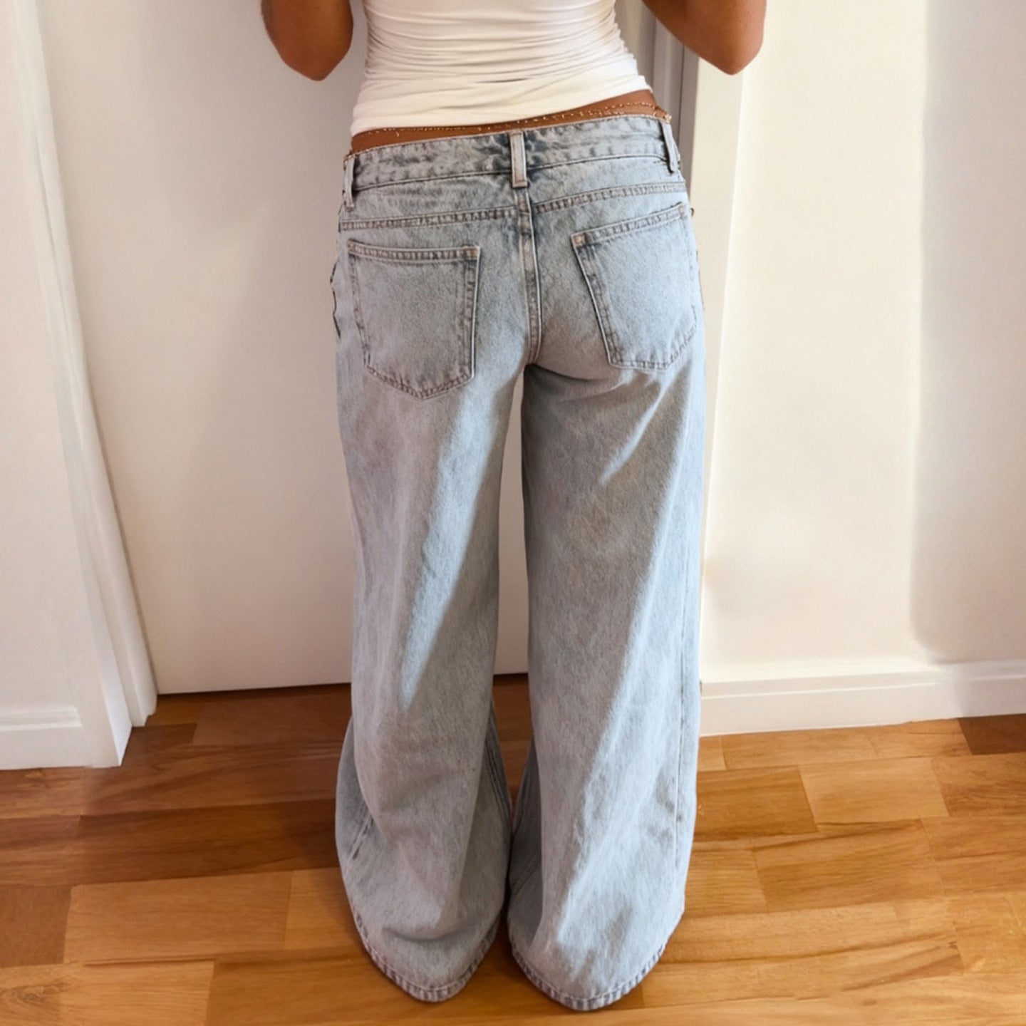 Cloud Wash Wide Leg Jeans