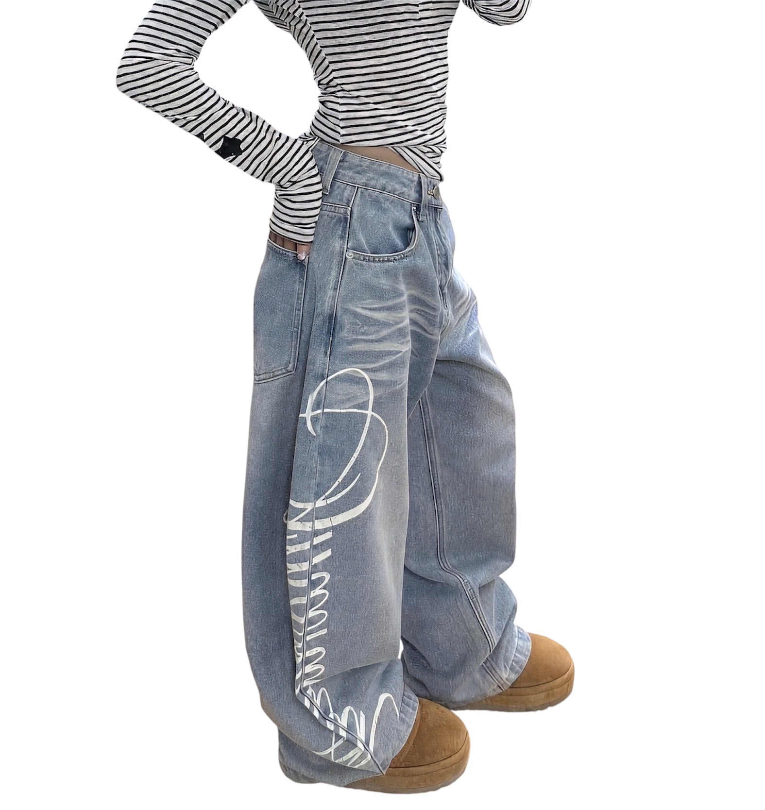 Soft Script Slouch Jeans