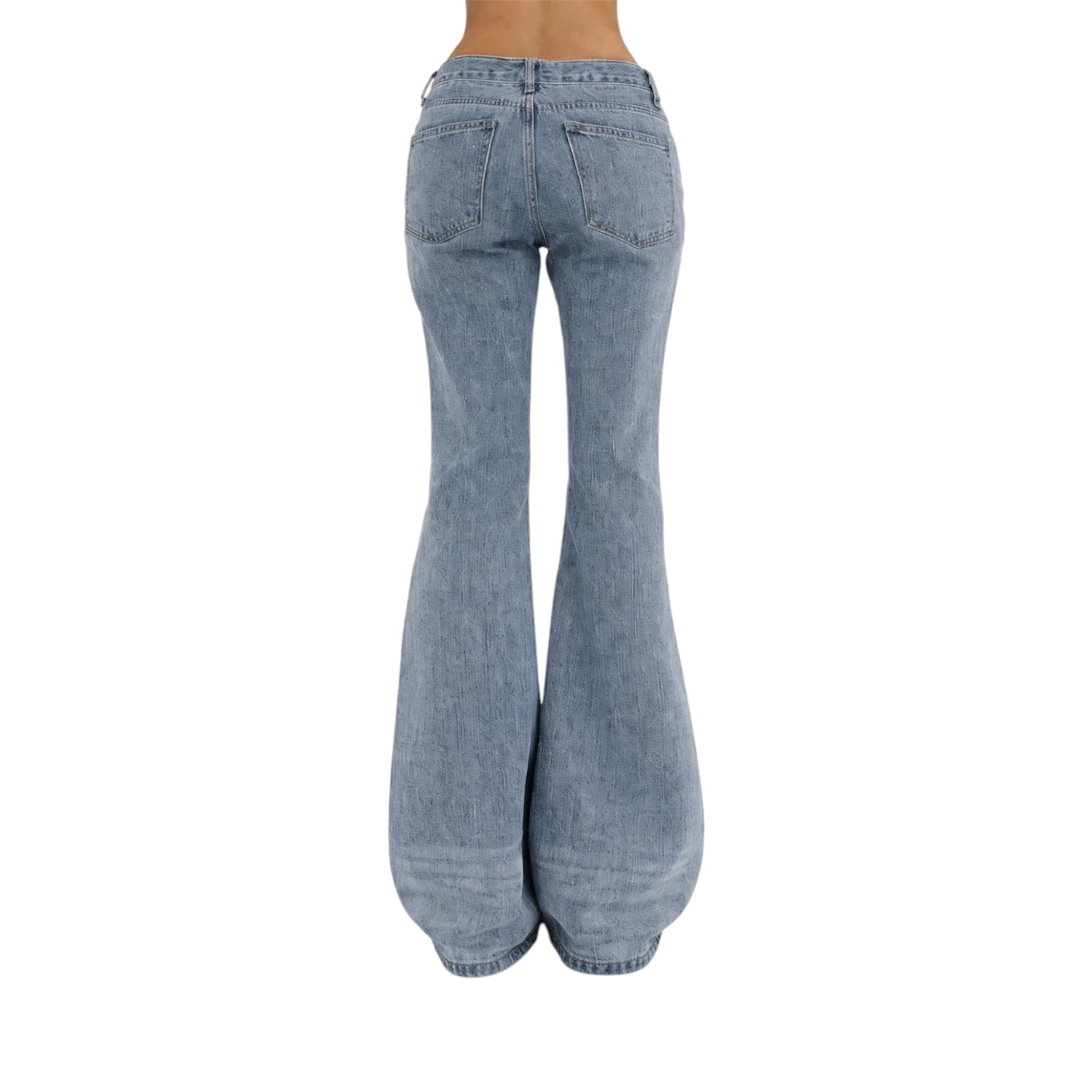 Low-Rise Washed Flare Jeans