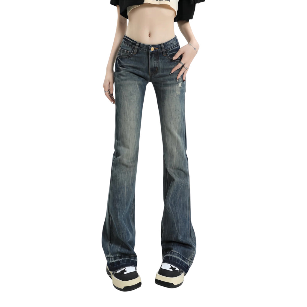 Low-Rise Washed Bootcut Jeans