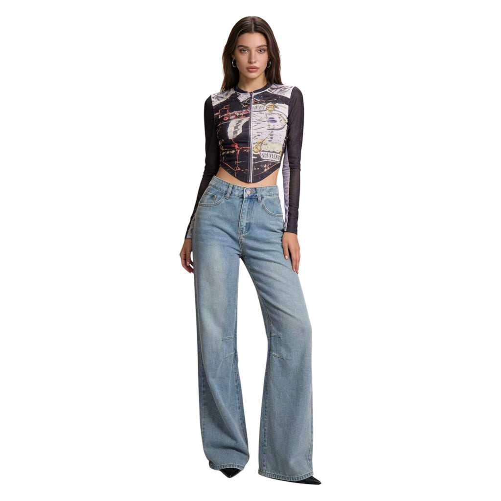 Washed Horizon Wide-Leg Jeans