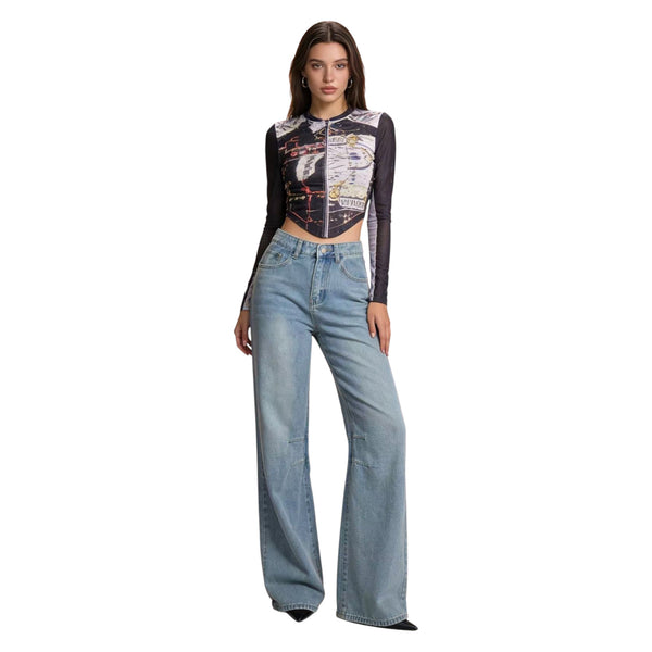 Washed Horizon Wide-Leg Jeans