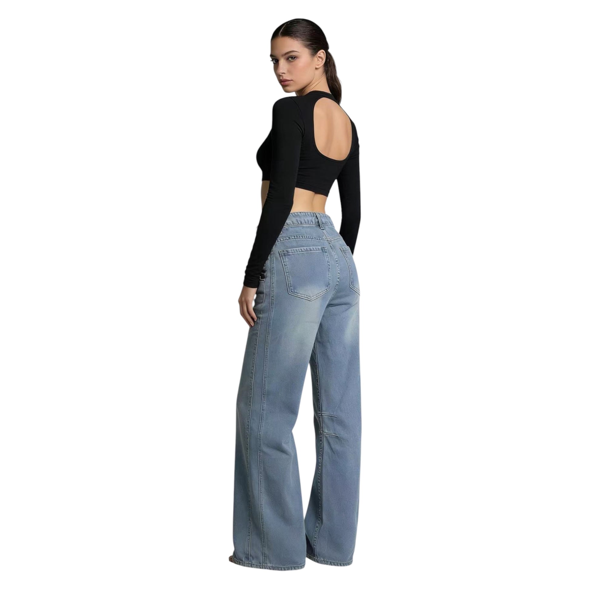 Washed Horizon Wide-Leg Jeans