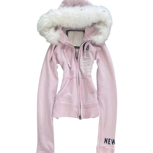 Blush Luxe Fur Zip Hoodie