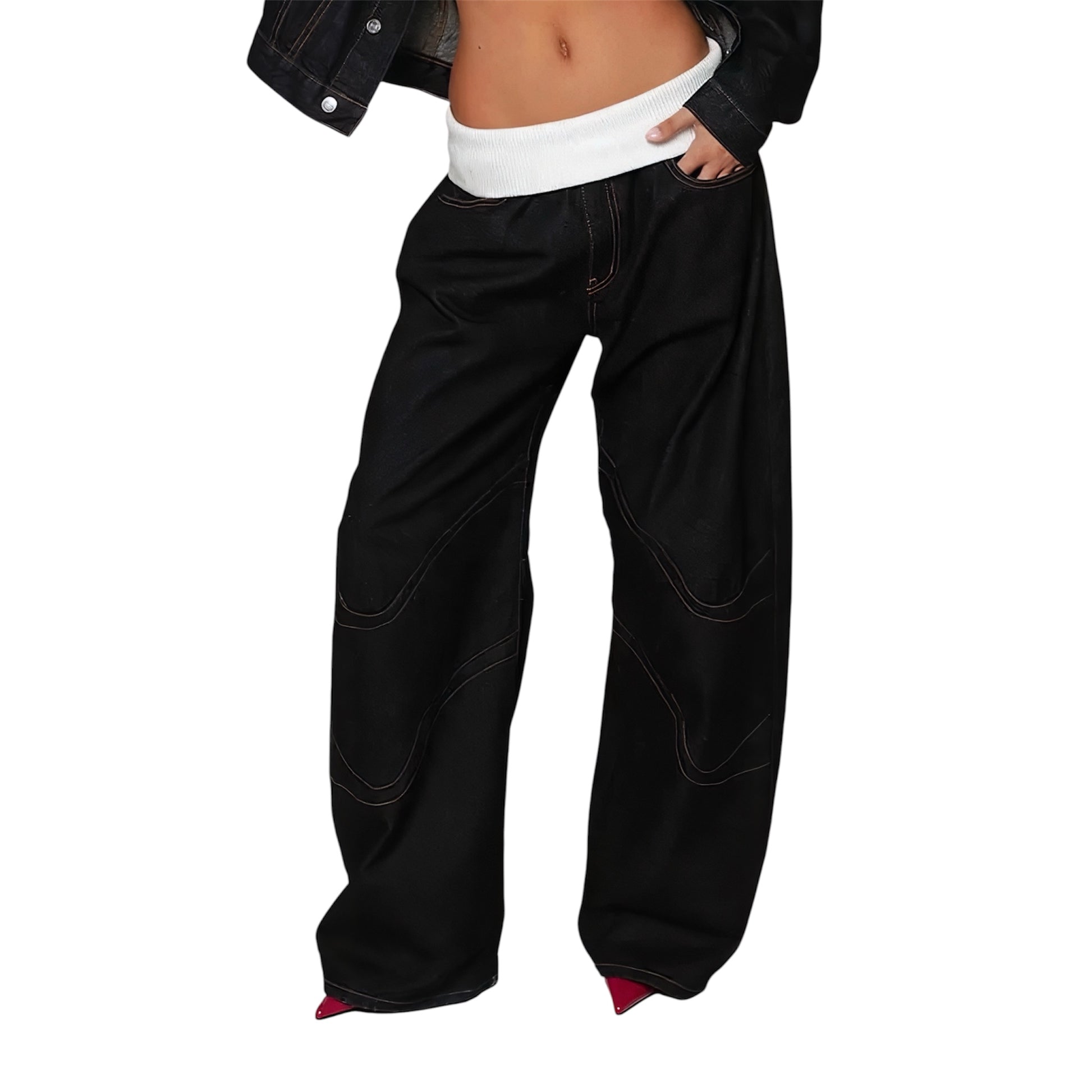 Foldover Drift Baggy Jeans