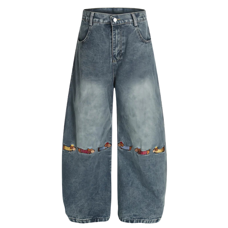 Playful Pup Embroidered Jeans
