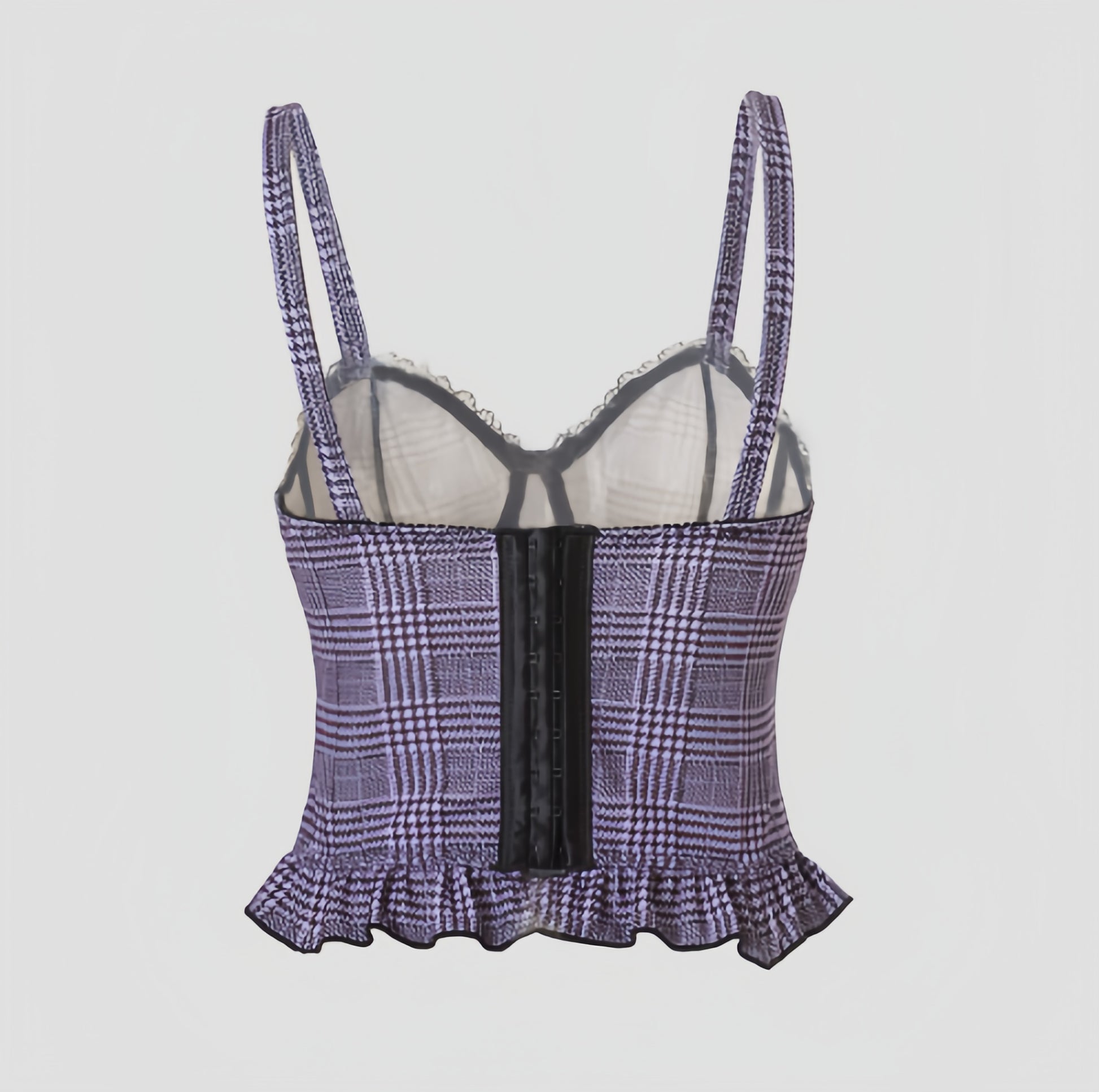 Purple Plaid Bow Corset Top