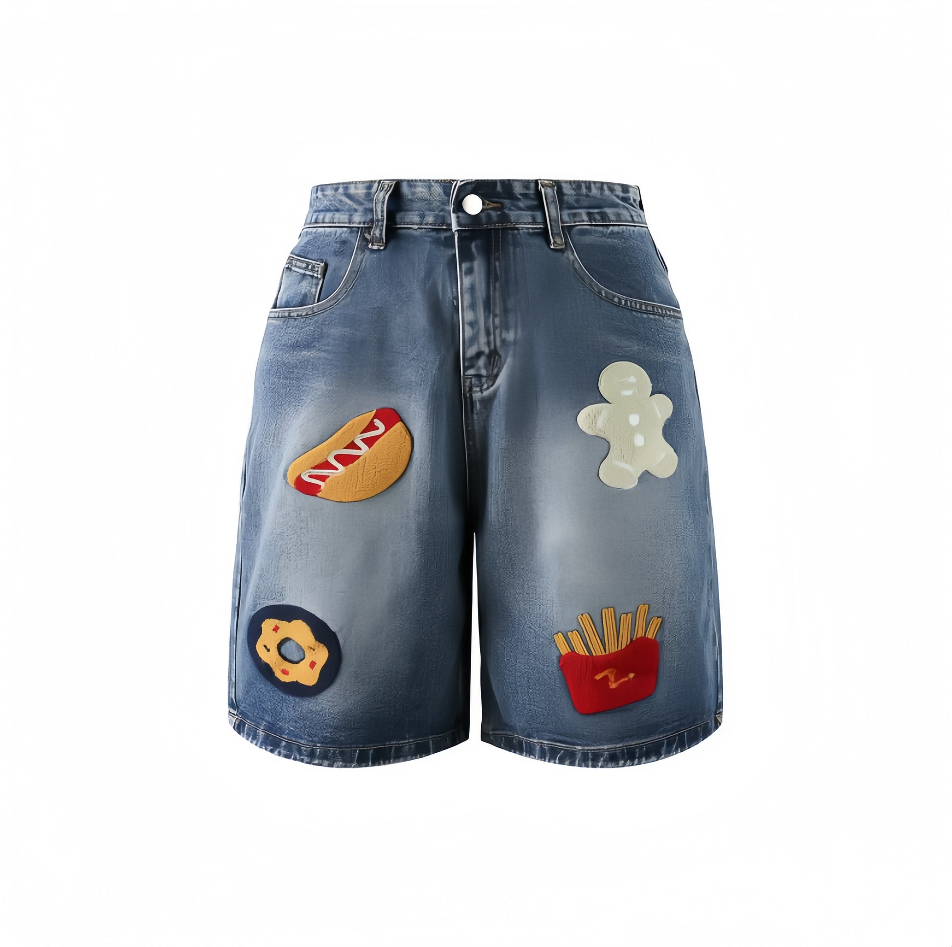 Y2K Graphic Denim Bermuda Shorts