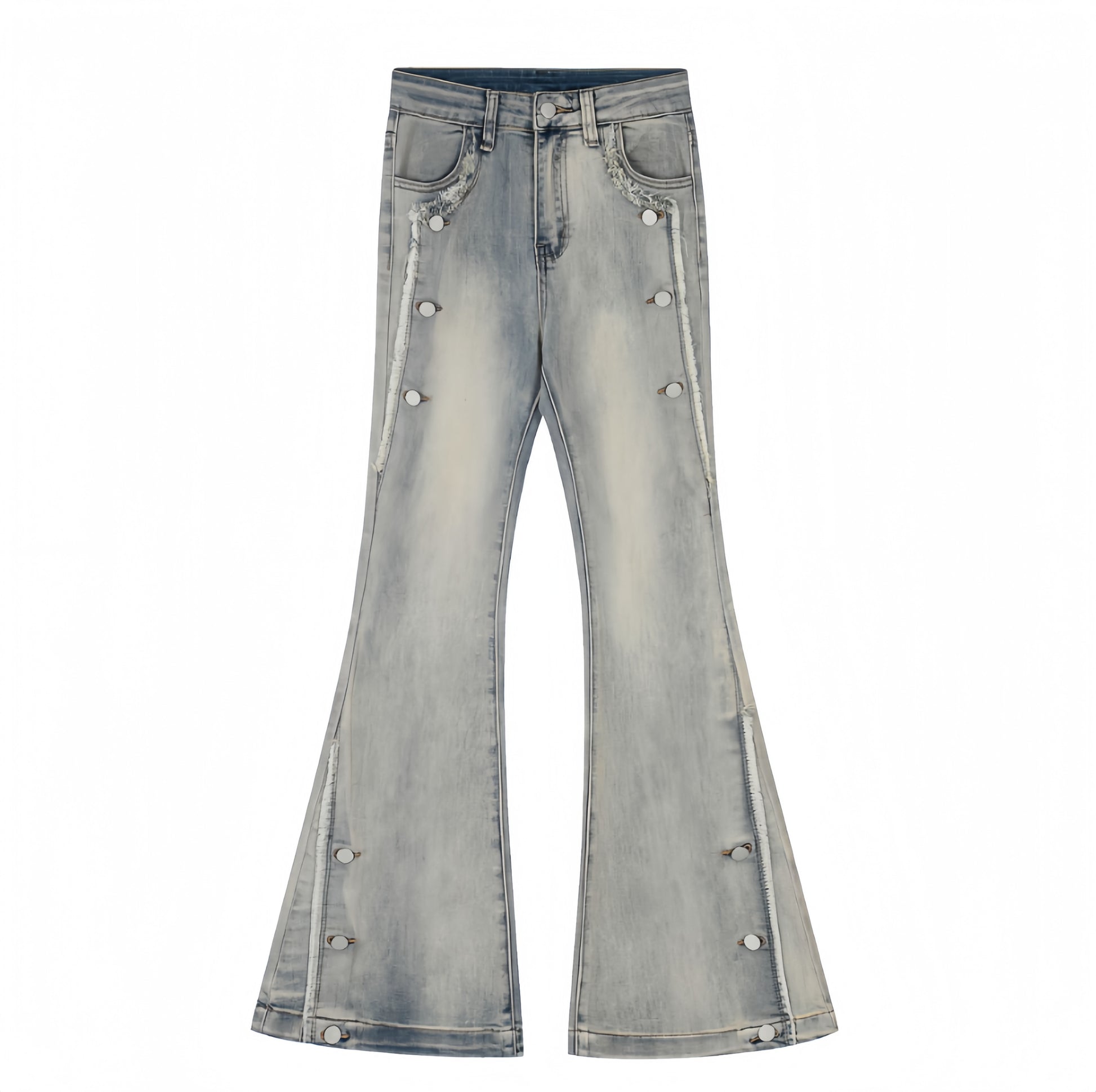 Ivory Fade Studded Flare Jeans