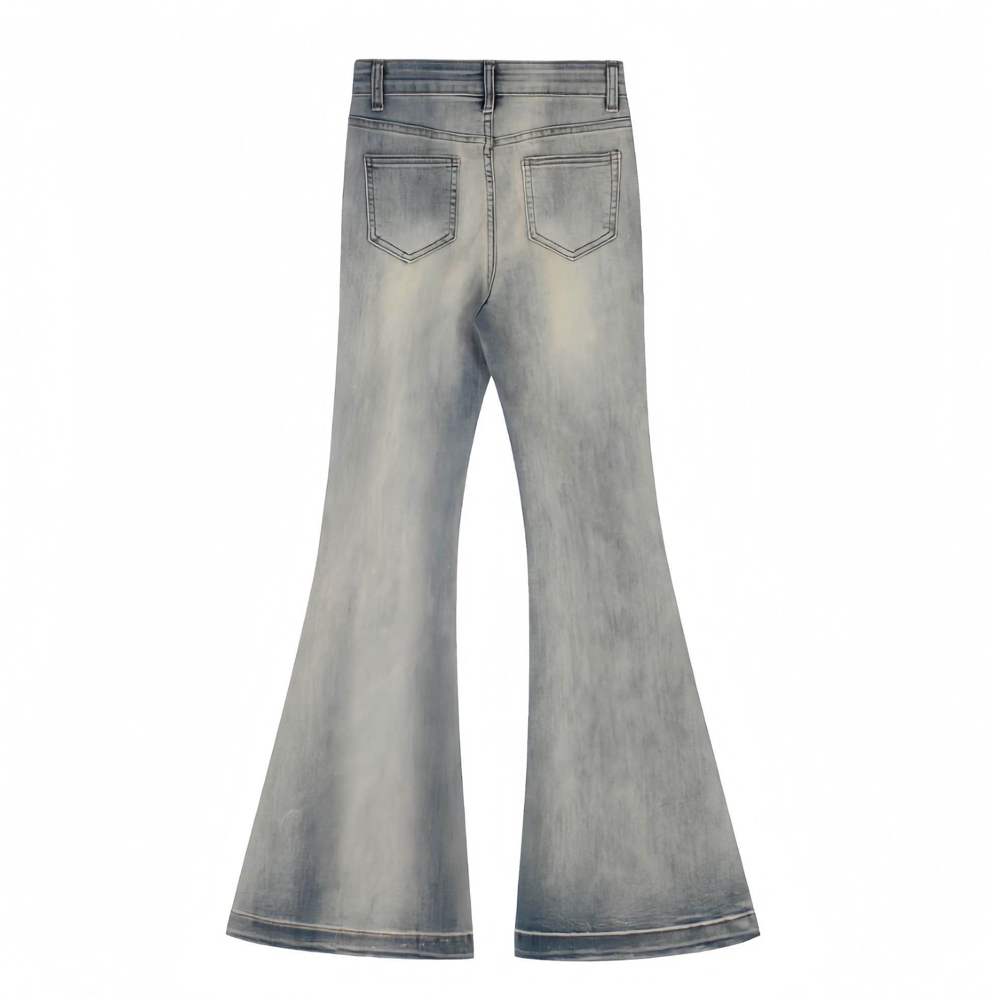 Ivory Fade Studded Flare Jeans