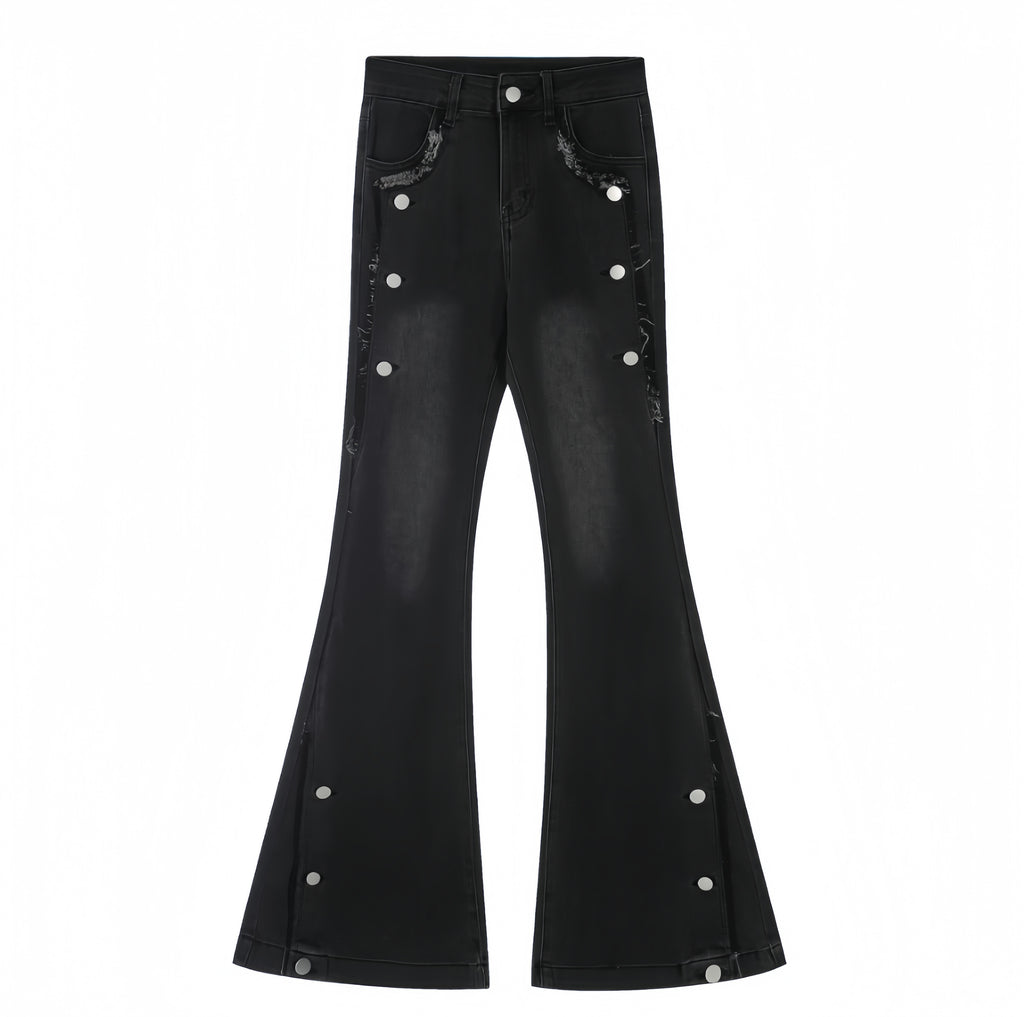 Midnight Studded Flare Jeans