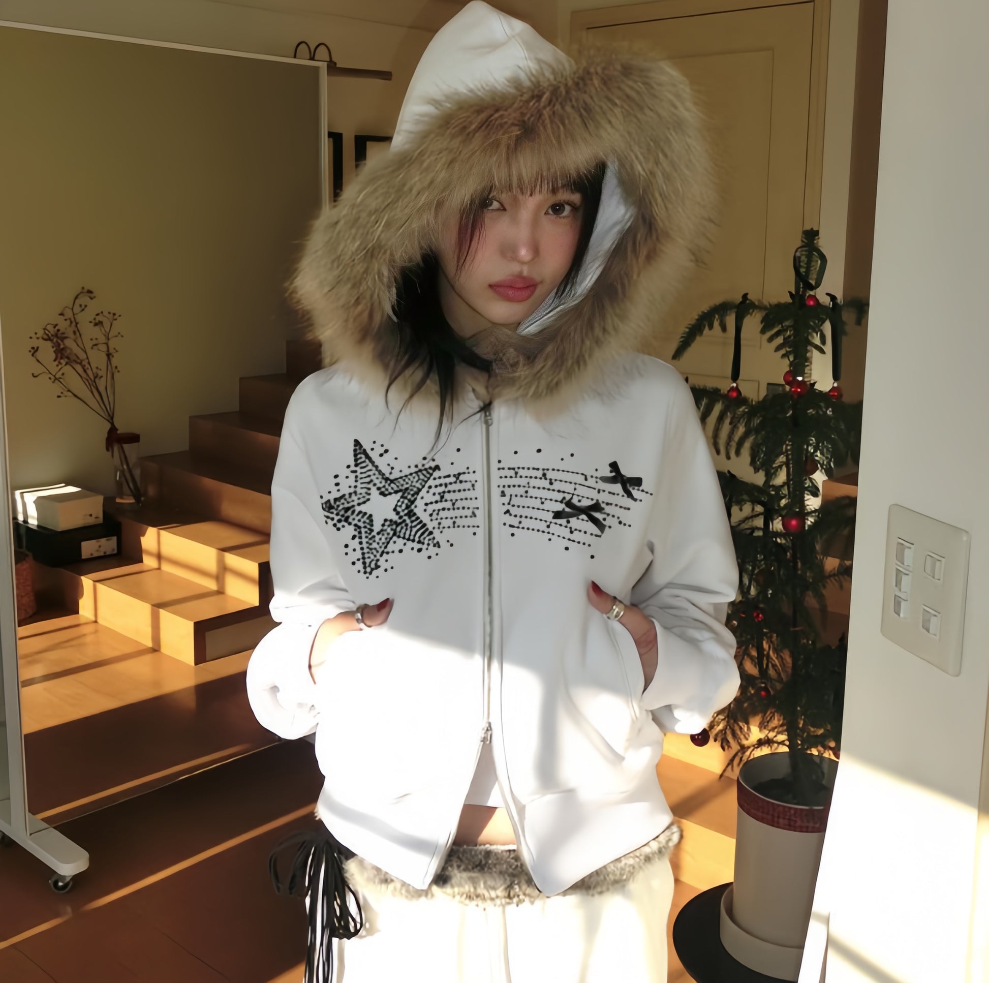 Starlight Zip Fur Hoodie