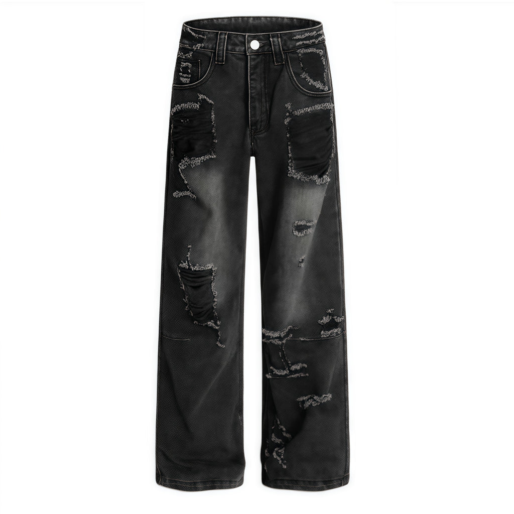 Black Washed Ripped Baggy Jeans