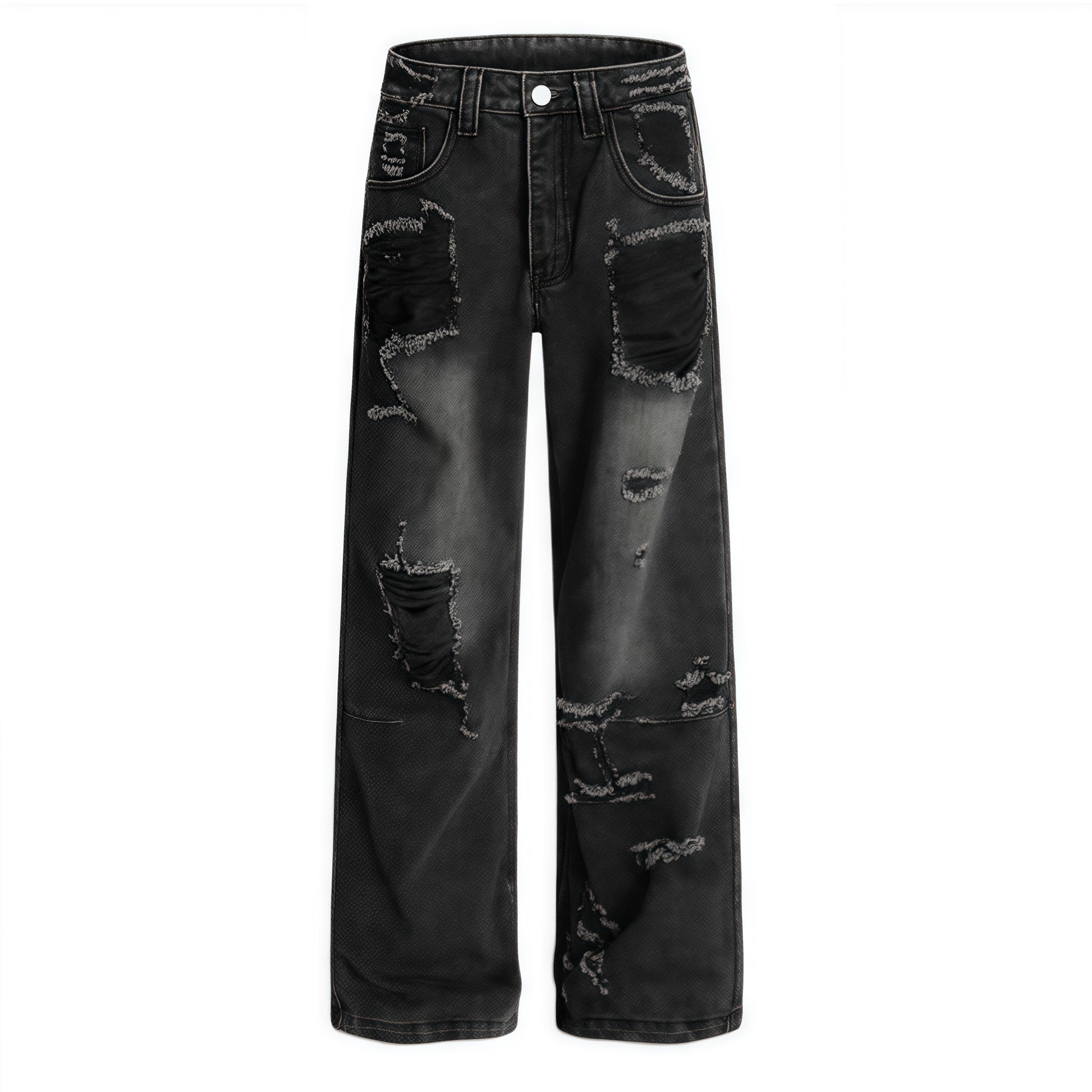 Black Washed Ripped Baggy Jeans