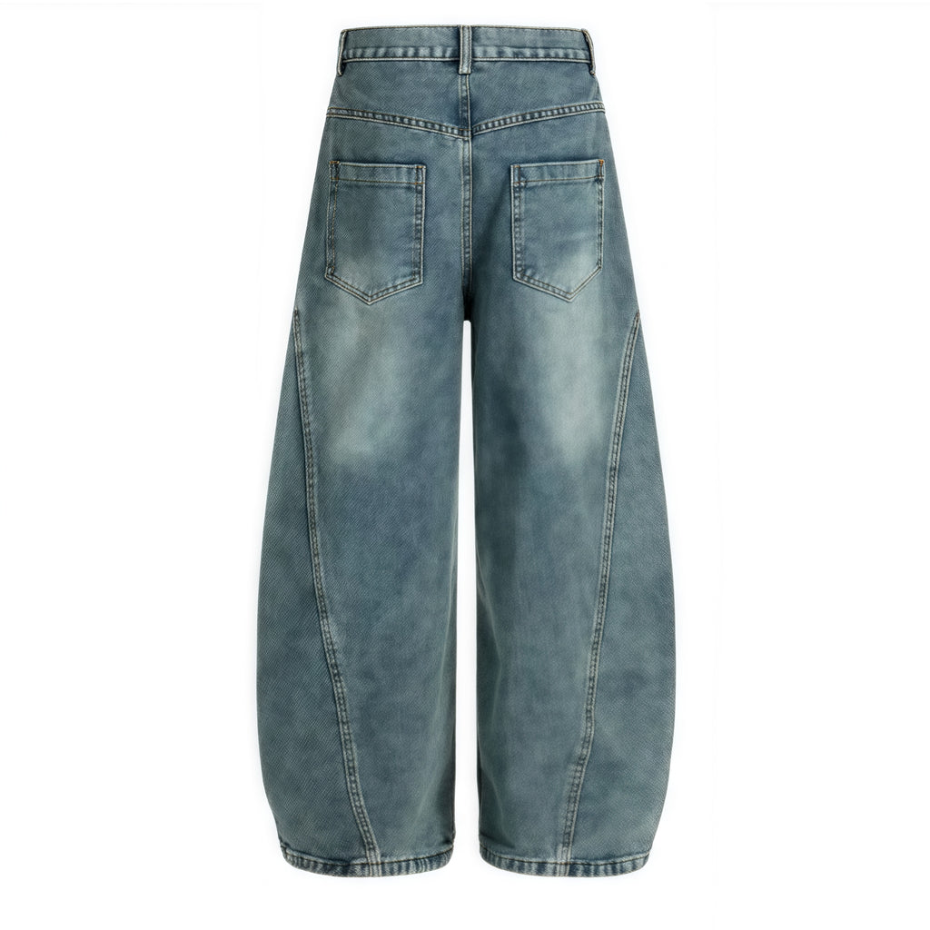 Vintage Wash Embroidered Baggy Jeans