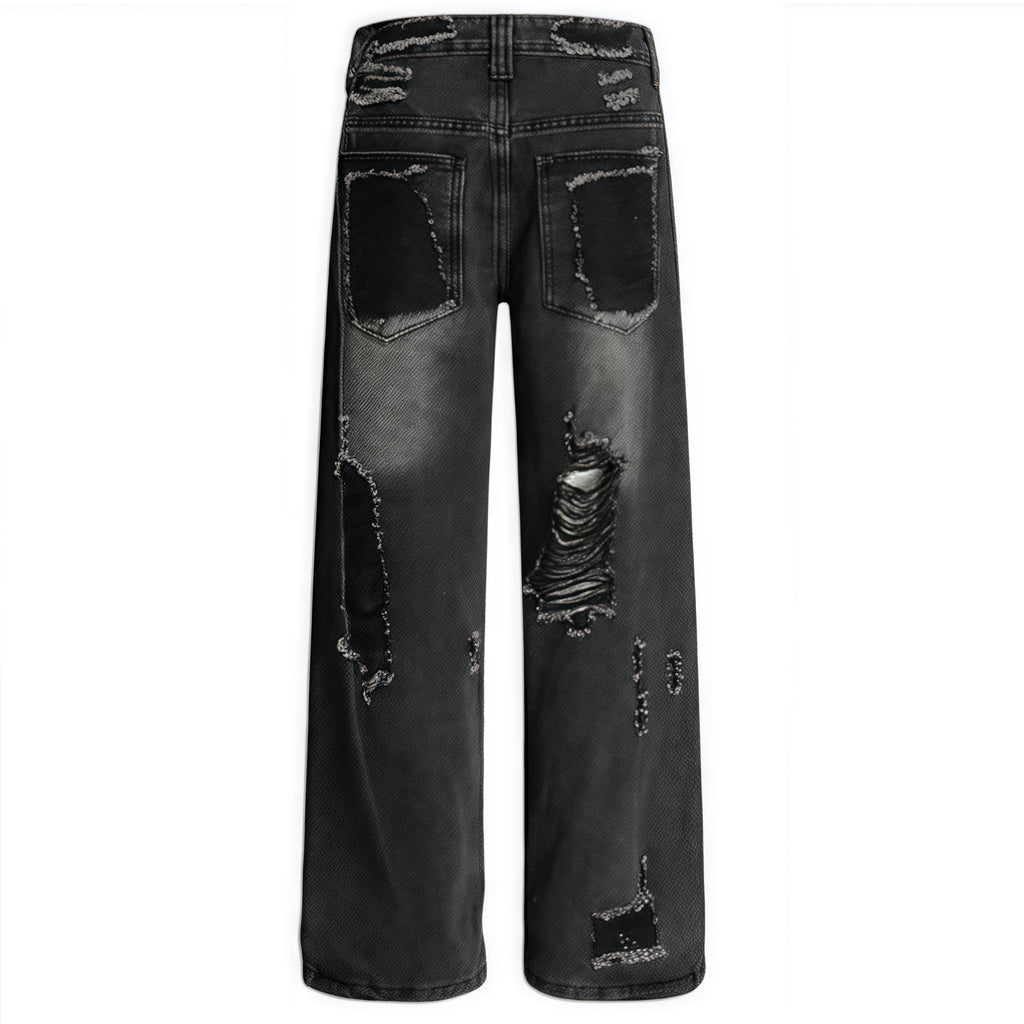 Black Washed Ripped Baggy Jeans