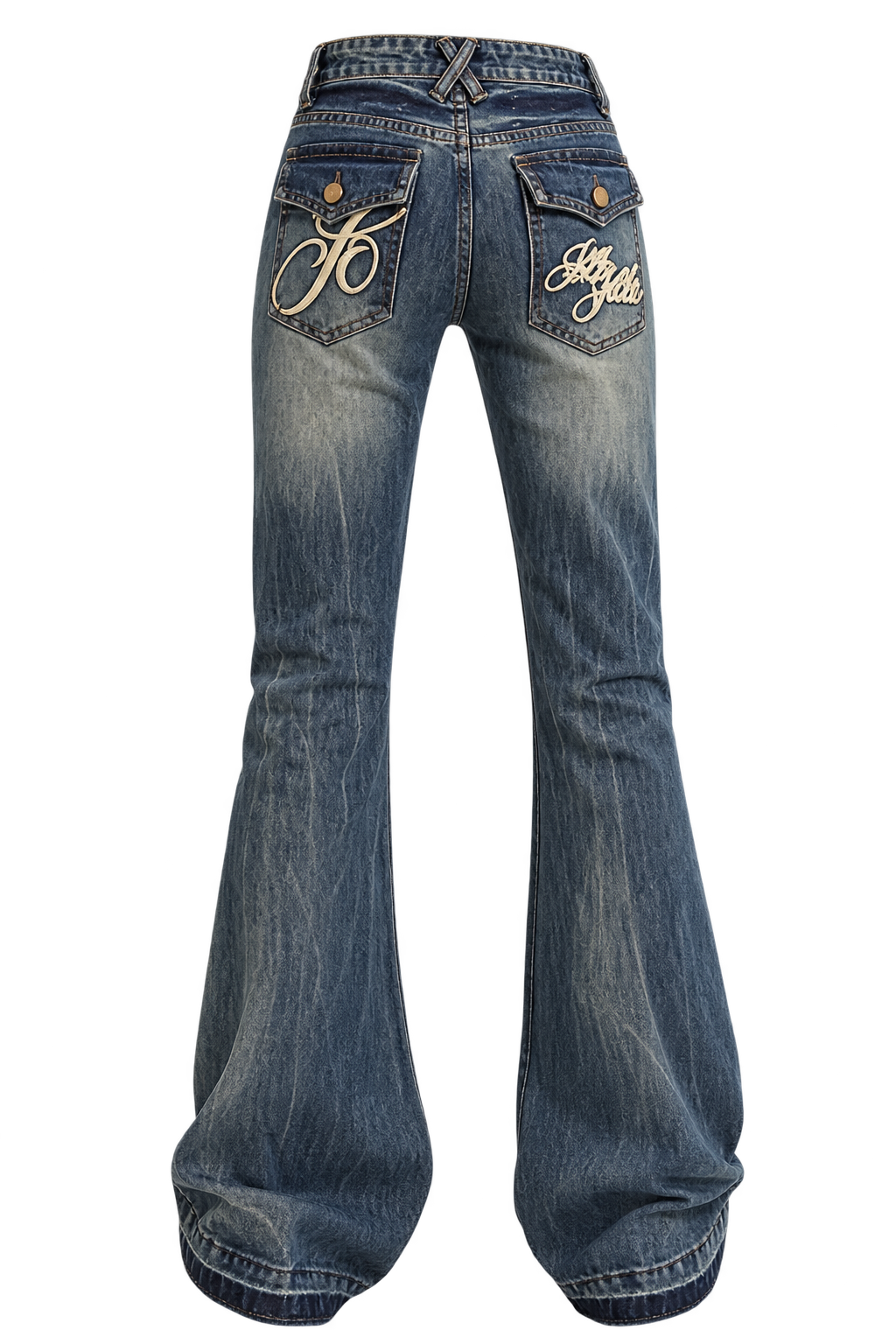 Low-Rise Washed Bootcut Jeans