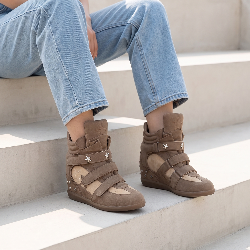 Studded Wedge Sneakers