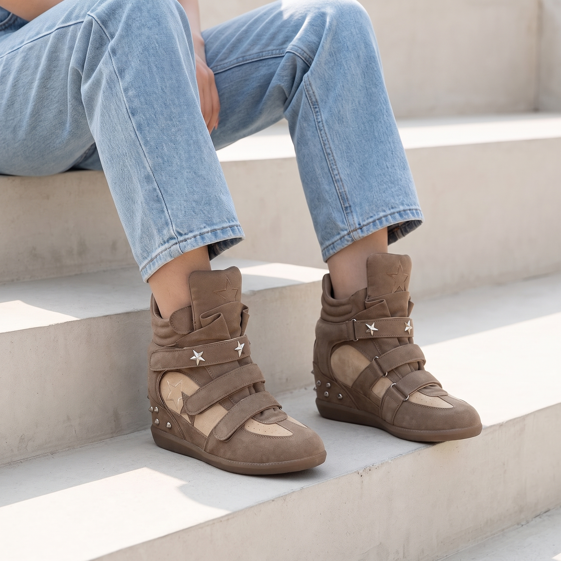 Studded Wedge Sneakers
