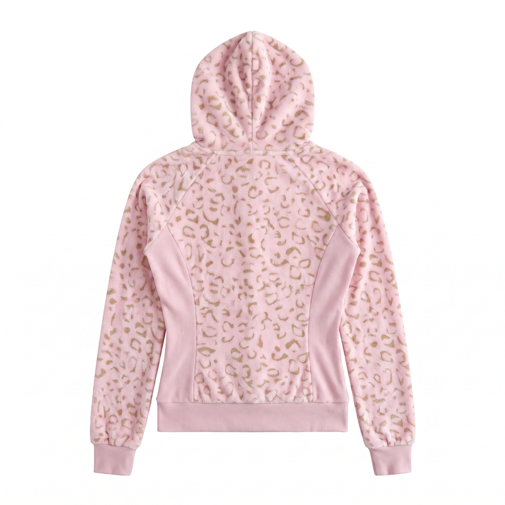 Dollcore Pink/Beige/Black Zip-Up Hoodie