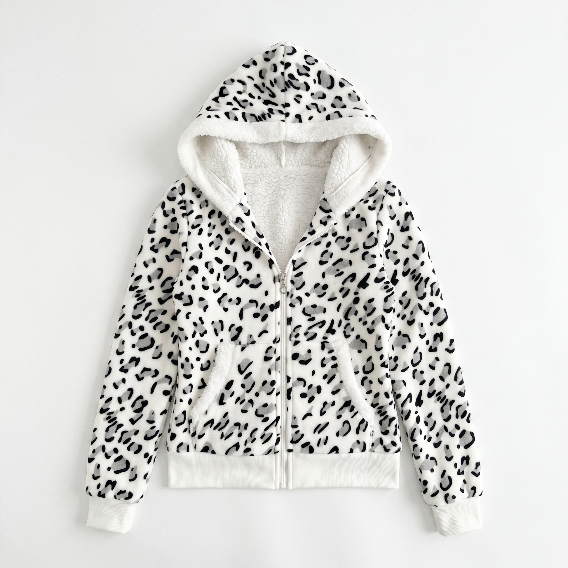 Dollcore Pink/Beige/Black Zip-Up Hoodie