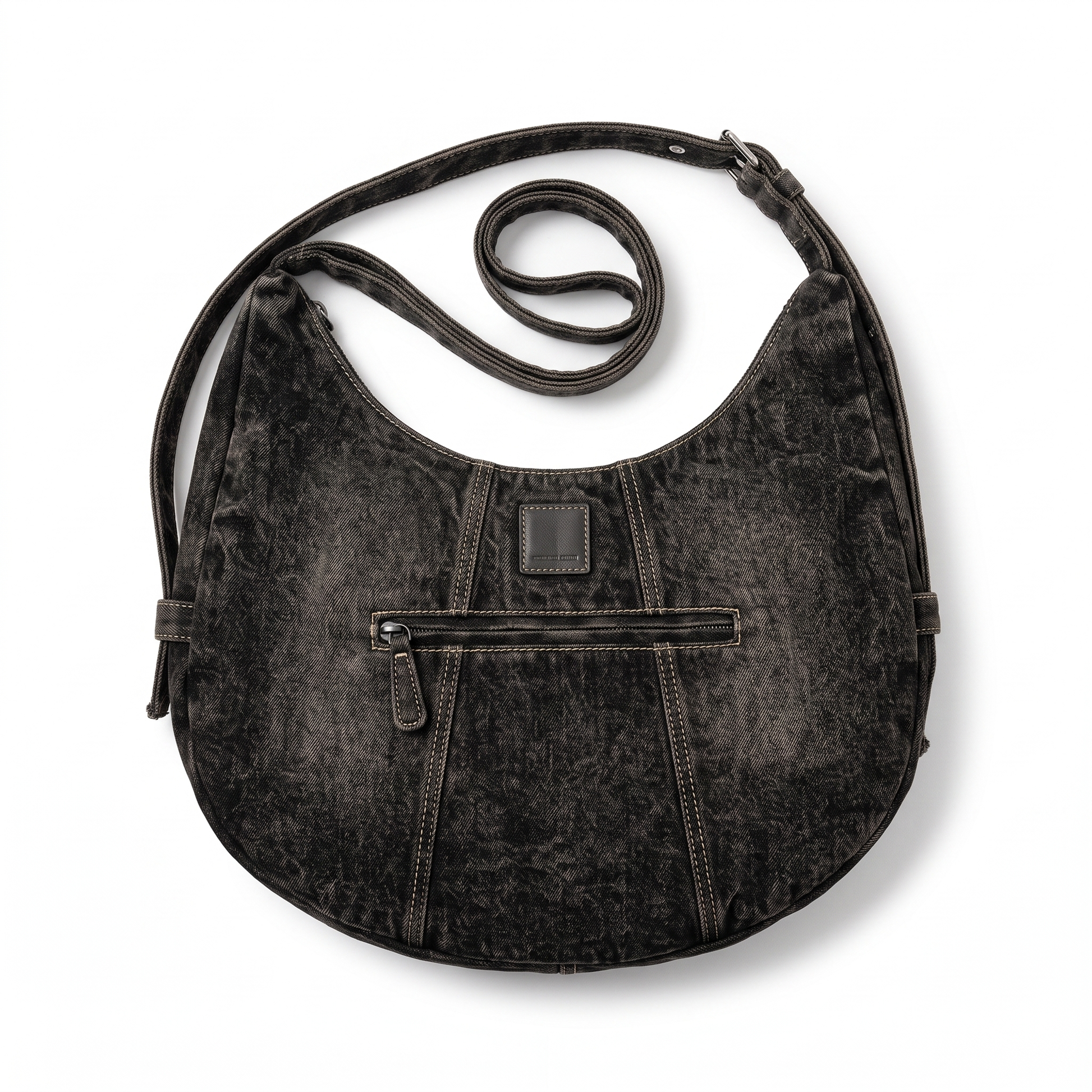 Studded Denim Shoulder Bag