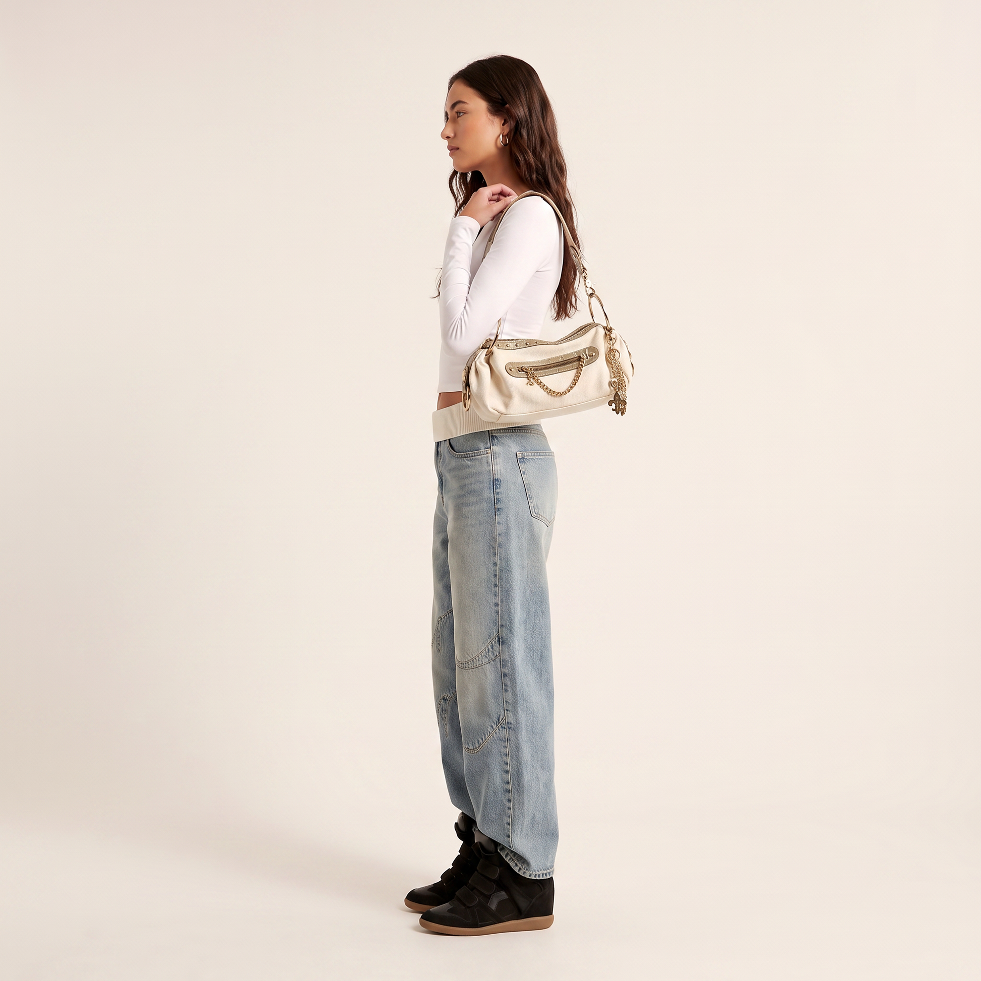 Canvas Charm Shoulder Bag